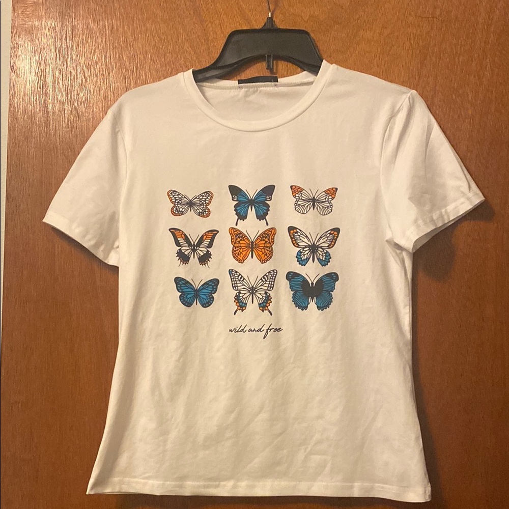 SHEIN, Junior, Wild Fable White Butterfly Graphic Tee.